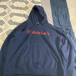 Ariat Men's Dark Blue Hoodie with Red Logo